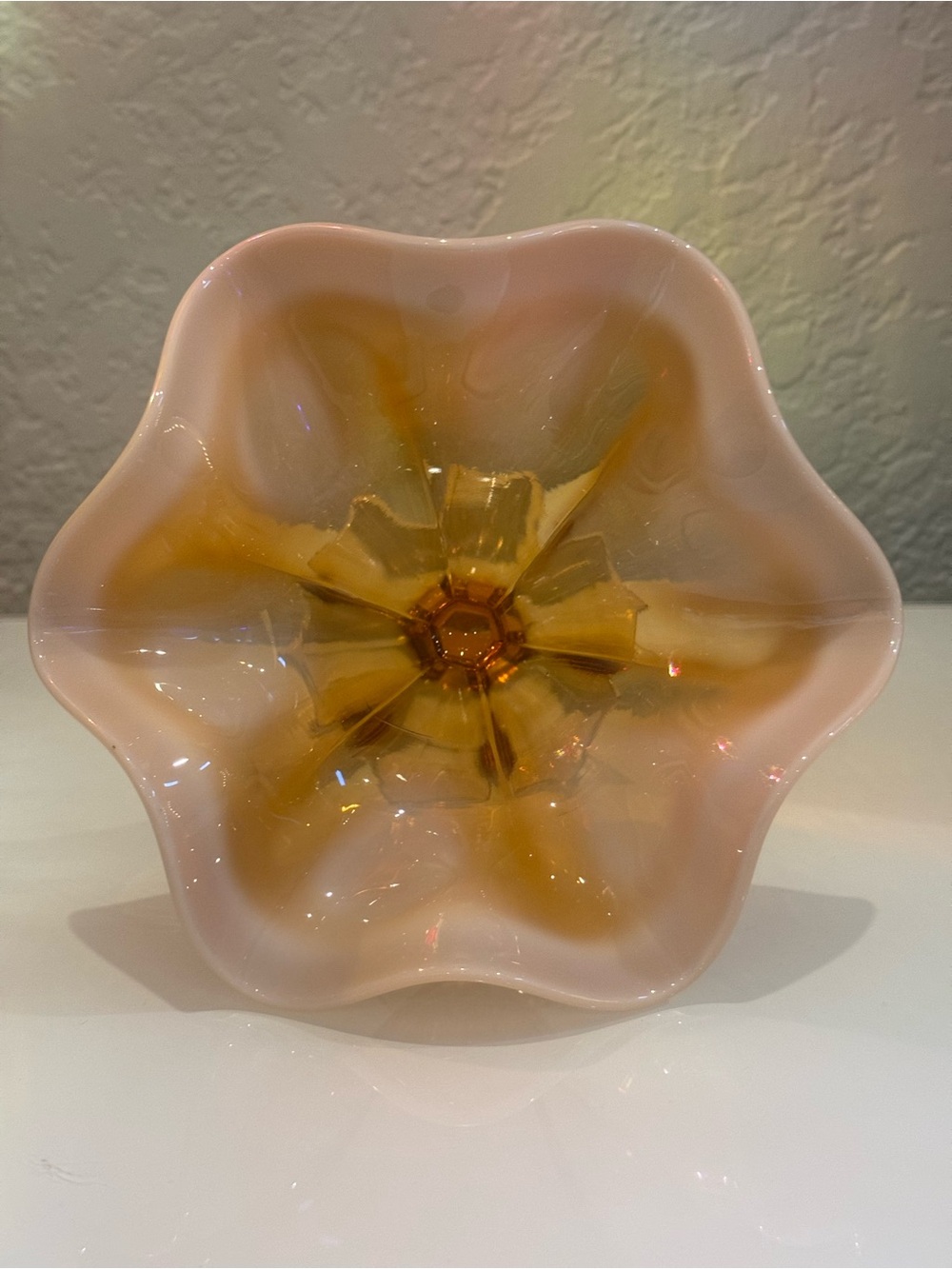 Vintage Fenton Cameo Amber
Opalescent flared ruffled footed Vase - Picture 7 of 10
